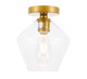 Elegant Lighting - LD2254BR - One Light Flush Mount - Gene - Brass and Clear glass