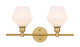 Elegant Lighting - LD2313BR - Two Light Wall Sconce - Gene - Brass and Frosted white glass