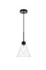 Elegant Lighting - LD2501BK - One Light Pendant - Mera - Black and Clear