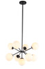 Elegant Lighting - LD5028D27BK - Nine Light Pendant - Jupiter - Black and Frosted white glass
