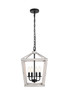Elegant Lighting - LD511H20WG - Four Light Pendant - Gage - Weathered White and Black