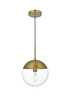 Elegant Lighting - LD6033SG - One Light Pendant - Eclipse - Satin Gold and Clear