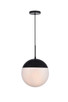Elegant Lighting - LD6038BK - One Light Pendant - Eclipse - Black and frosted white