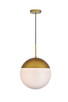 Elegant Lighting - LD6048BR - One Light Pendant - Eclipse - Brass and frosted white