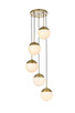 Elegant Lighting - LD6074SG - Five Light Pendant - Eclipse - Satin Gold and Frosted white