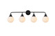 Elegant Lighting - LD7036W38BK - Four Light Bath - Hanson - Black and Frosted Shade