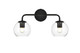 Elegant Lighting - LD7321W19BLK - Two Light Bath Sconce - Genesis - Black and Clear