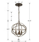 Solaris Three Light Mini Chandelier (9225-EB)