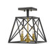 Z-Lite - 447SF-MB-OBR - Three Light Semi Flush Mount - Trestle - Matte Black + Olde Brass