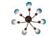 Pink/Blue Seven Light Chandelier (251584)