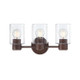 Westinghouse Lighting - 6126500 - Three Light Wall Fixture - Sylvestre - Walnut