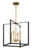 Minka-Lavery - 1464-883 - Four Light Pendant - Colwick - Coal Black & Signature Brass