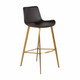 Gabby - SCH-192300 - Bar Height Stool - Hines - Charcoal Brown Leather|Stainless Gold