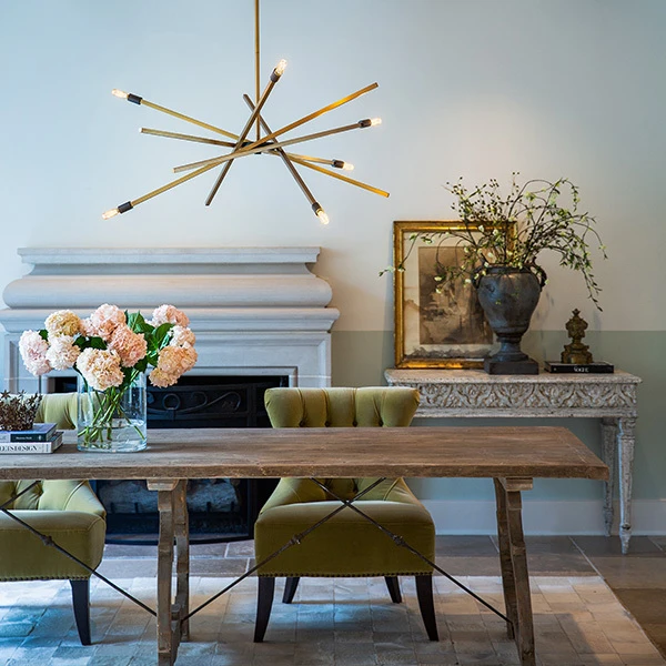 Elegant dining room lighting and designer chandelier