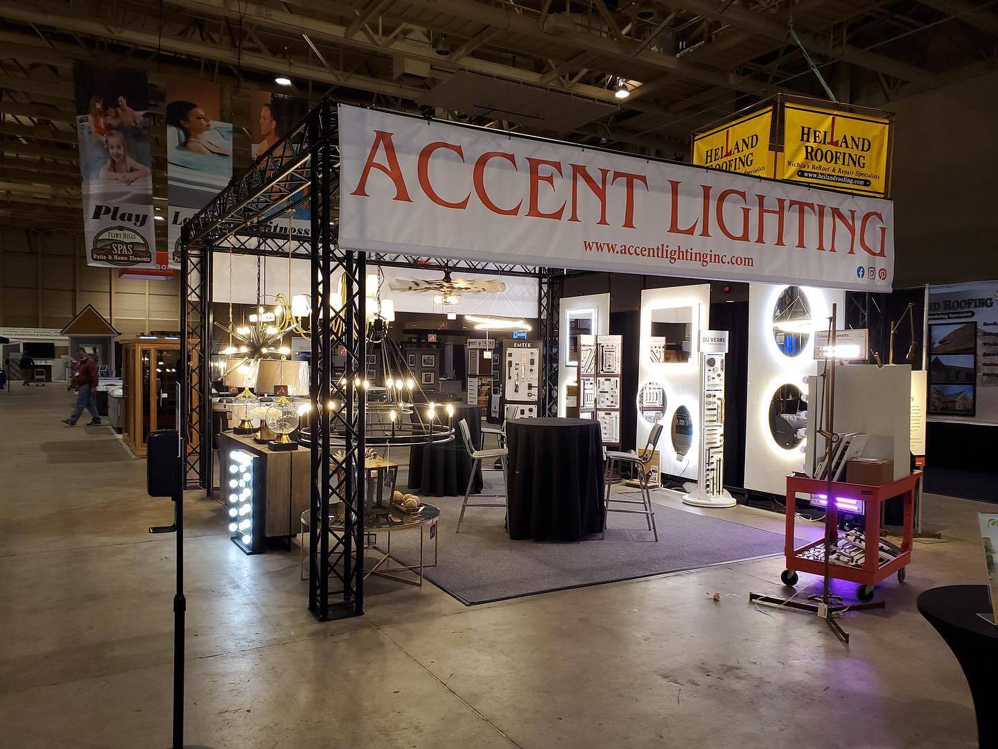 Accent Lighting completed home-show booth with lighting, mirrors and hardware