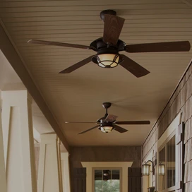 Ceiling fans along a covered porch