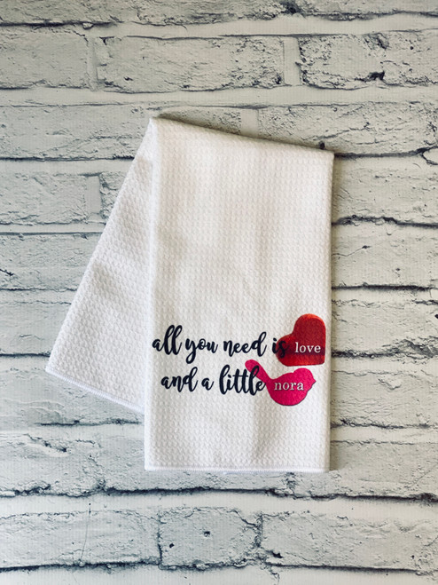 Nora Fleming Inspired Love Kitchen Towel