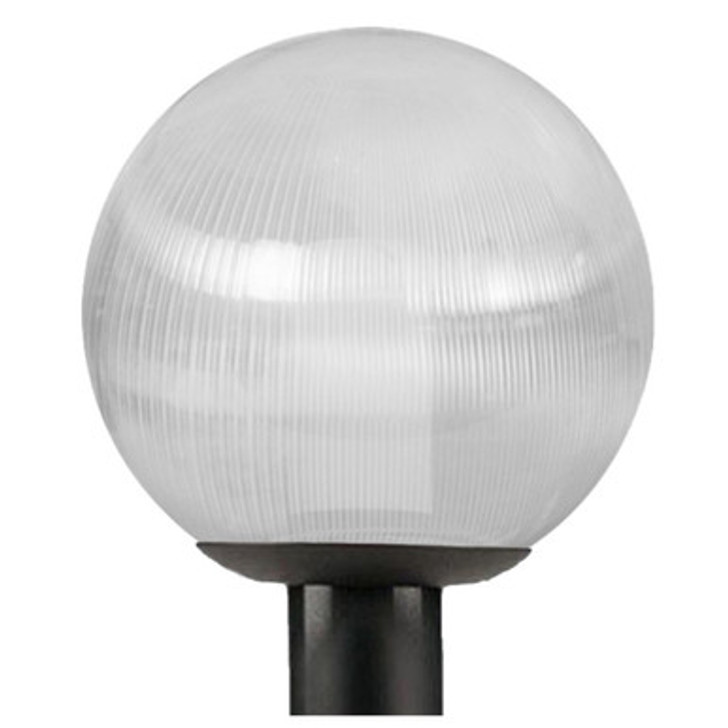 16" Clear Prismatic Globe Post Top Fixture with Black Finish