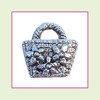 Purse Silver Floral Floating Charm