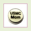 USMC Mom White Round (Silver Base) Floating Charm