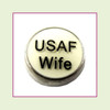 USAF Wife White Round (Silver Base) Floating Charm