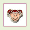 Girl #2 Pigtails - Red Hair (Silver Base) Floating Charm