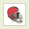 Football Helmet - Red with Black Stripe (Silver Base) Floating Charm