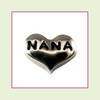 Nana on Silver Heart Floating Charm