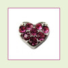 Heart with Pink CZ Stones (Silver Base) Floating Charm