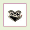 Son on Silver Heart Floating Charm