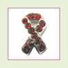 CZ Ribbon - Red (Silver Base) Floating Charm