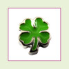 Four Leaf Clover Green (Silver Base) Floating Charm