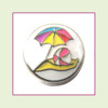 Beach Umbrella and Ball (Silver Base) Floating Charm