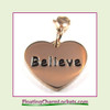 Stainless Steel Clip-On Charm:  Believe Heart (Rose) 18x15mm