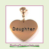 Stainless Steel Clip-On Charm:  Daughter Heart (Rose) 18x15mm