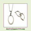 Stainless Steel Jewelry Set - Oval Pendant and Earrings