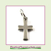 Mini O-Ring Charm:  Cross 7x12mm Silver Stainless Steel