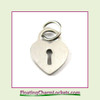 Mini O-Ring Charm:  Heart Lock 10x13mm Silver Stainless Steel