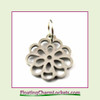 Mini O-Ring Charm:  Flower 13mm Silver Stainless Steel