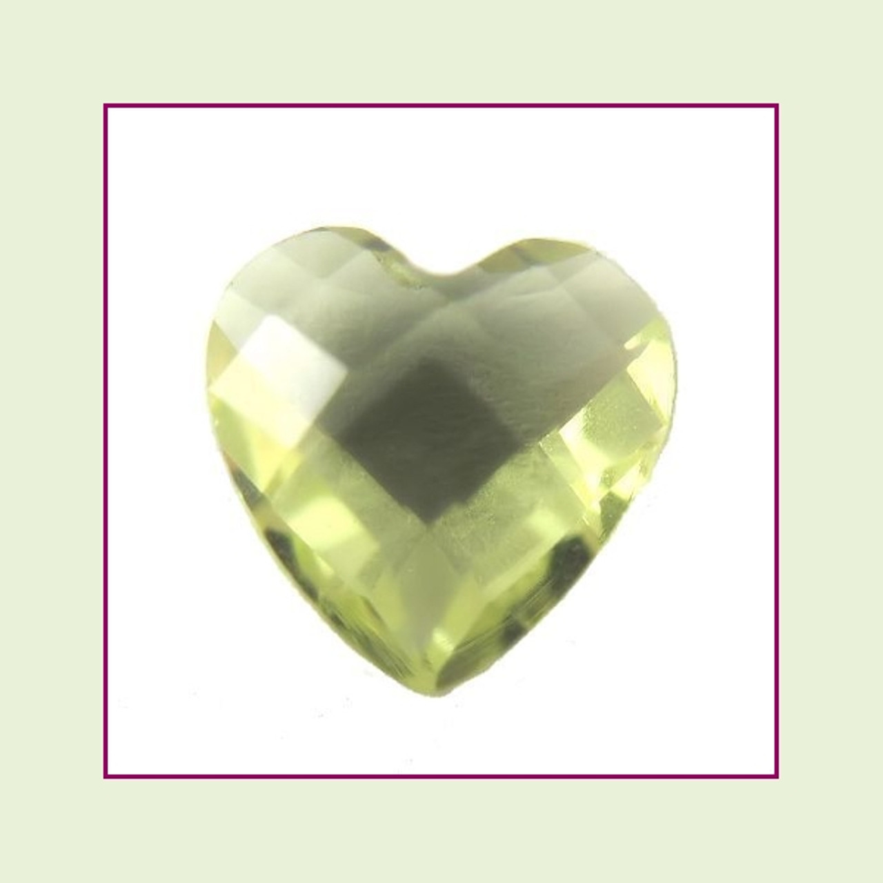 CZH08b - August Pale Peridot Heart Crystal Birthstone – 5mm – For Floating Lockets