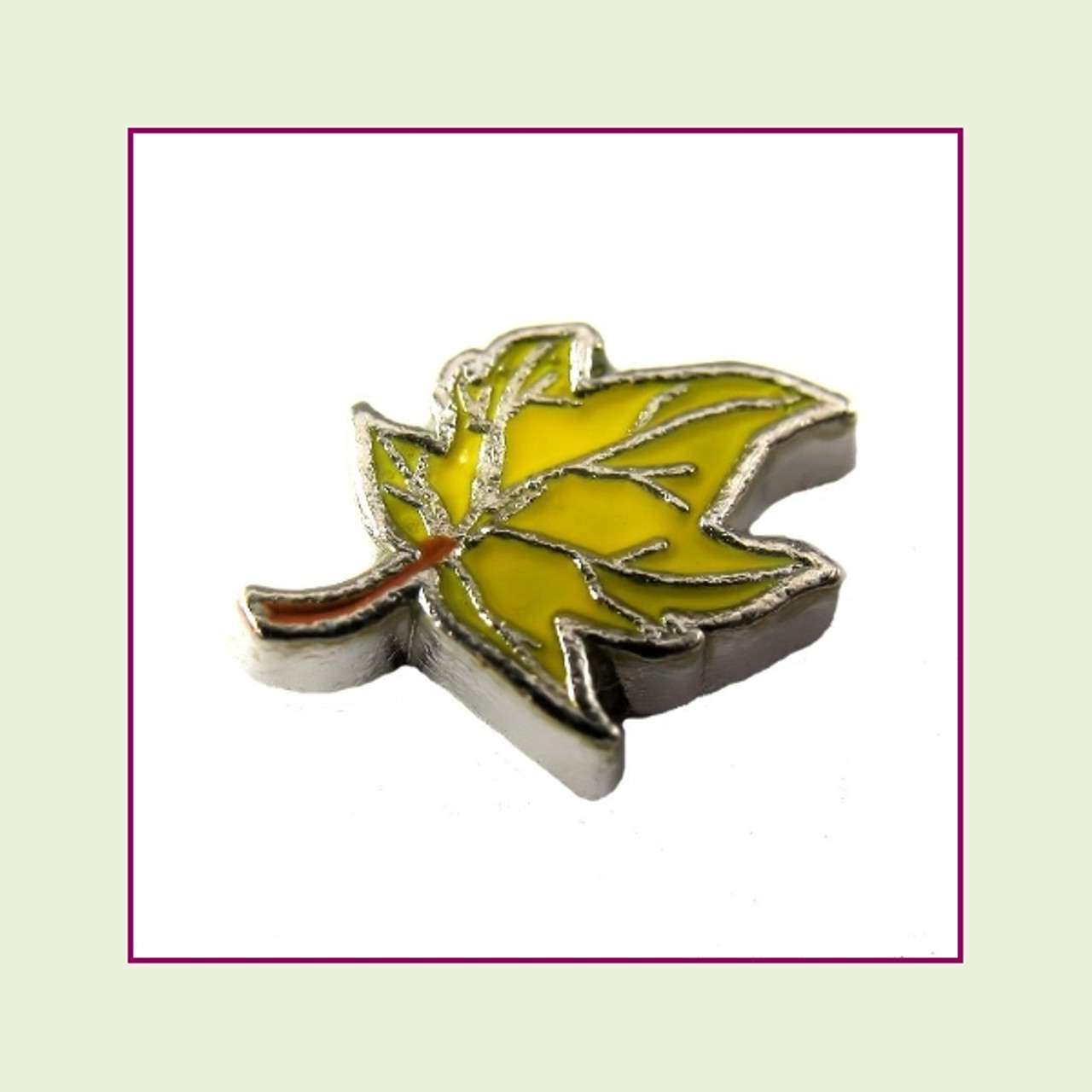 Fall Leaf #1 Yellow (Silver Base) Floating Charm