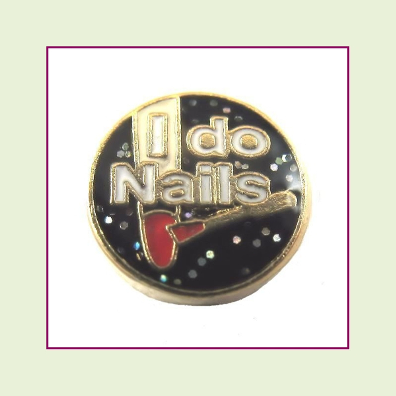 I Do Nails (Gold Base) Floating Charm