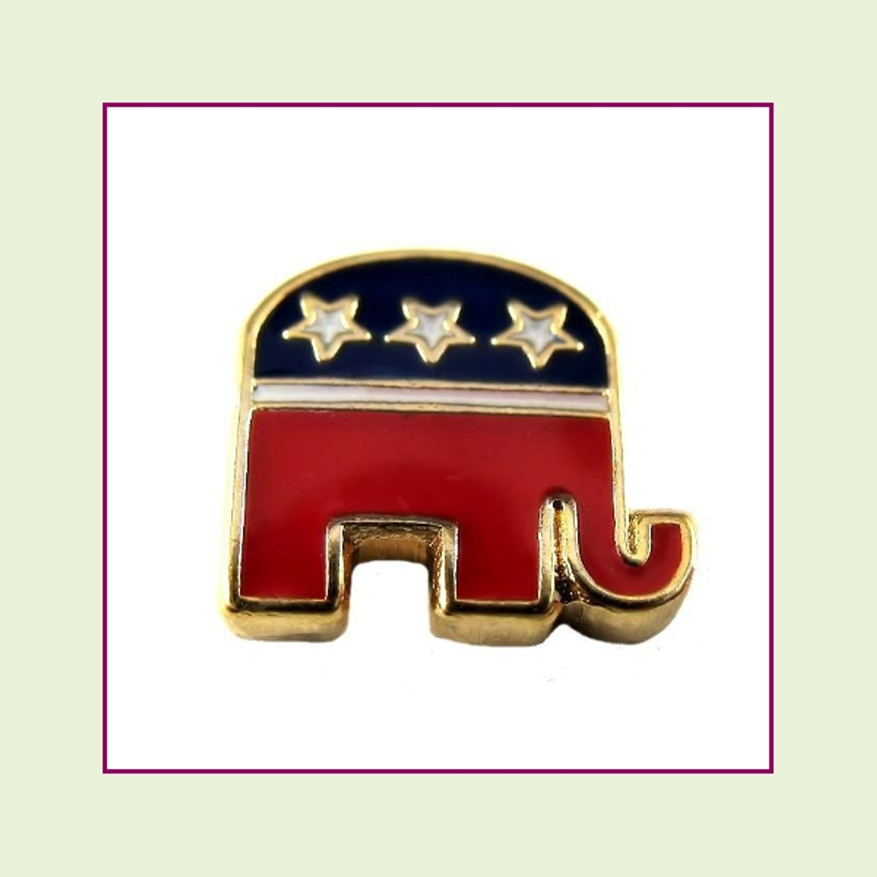 Republican Elephant (Gold Base) Floating Charm
