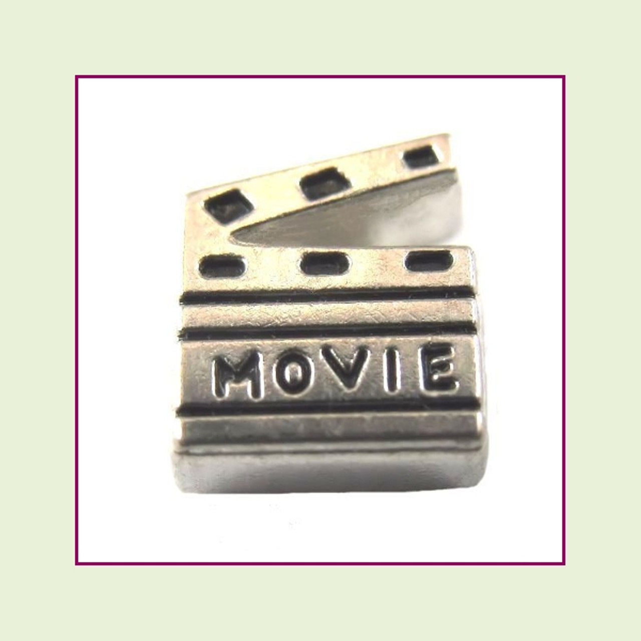 Movie Clapper Board Silver Floating Charm