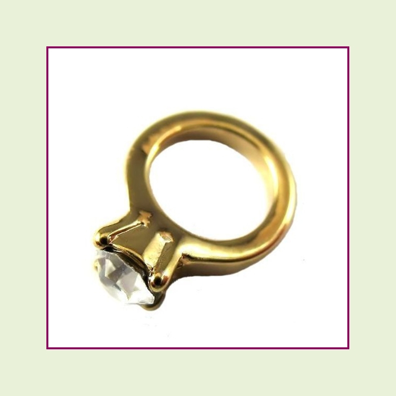Wedding Ring Gold with Crystal Floating Charm