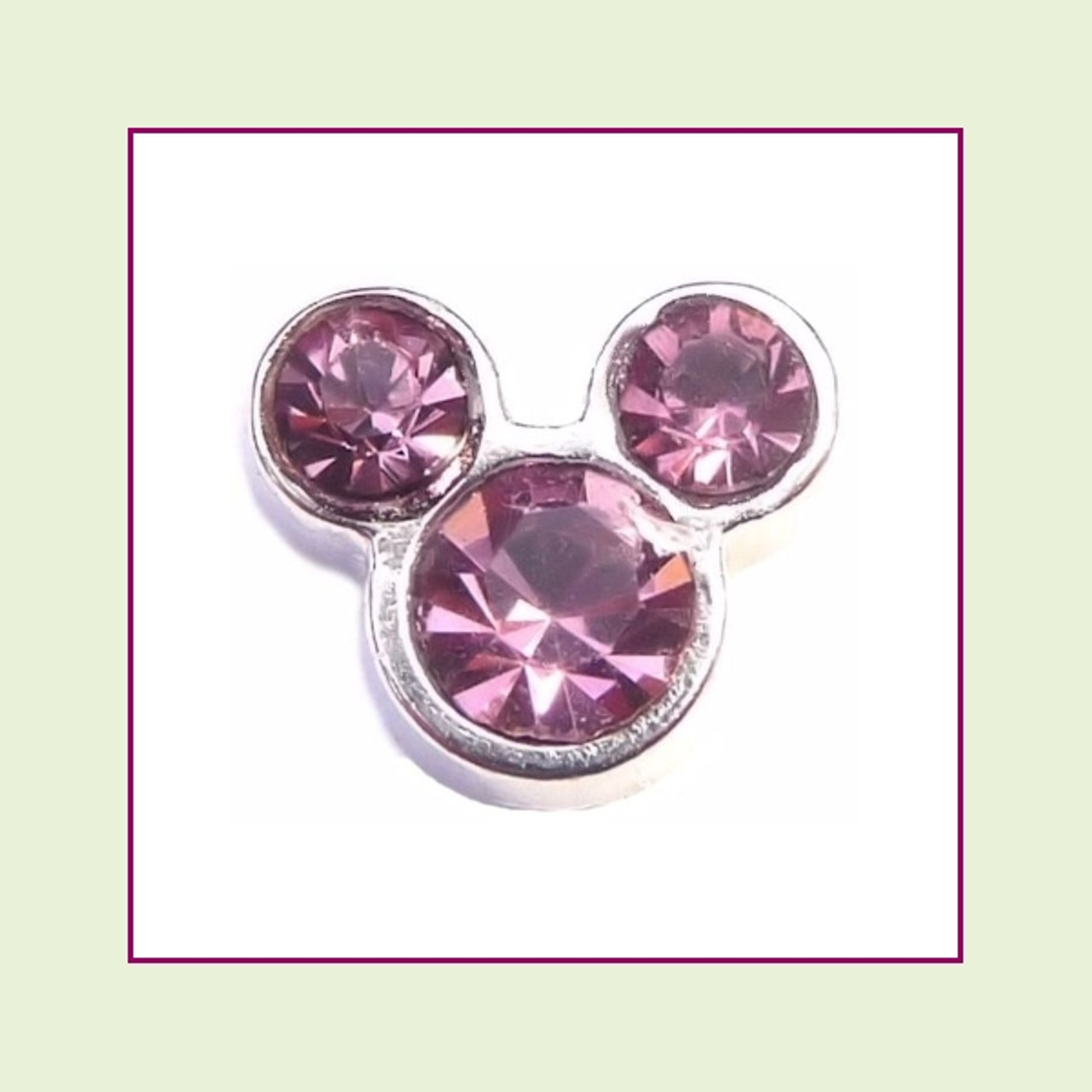 MM06 - June Mouse Ears Birthstone Silver Floating Charm
