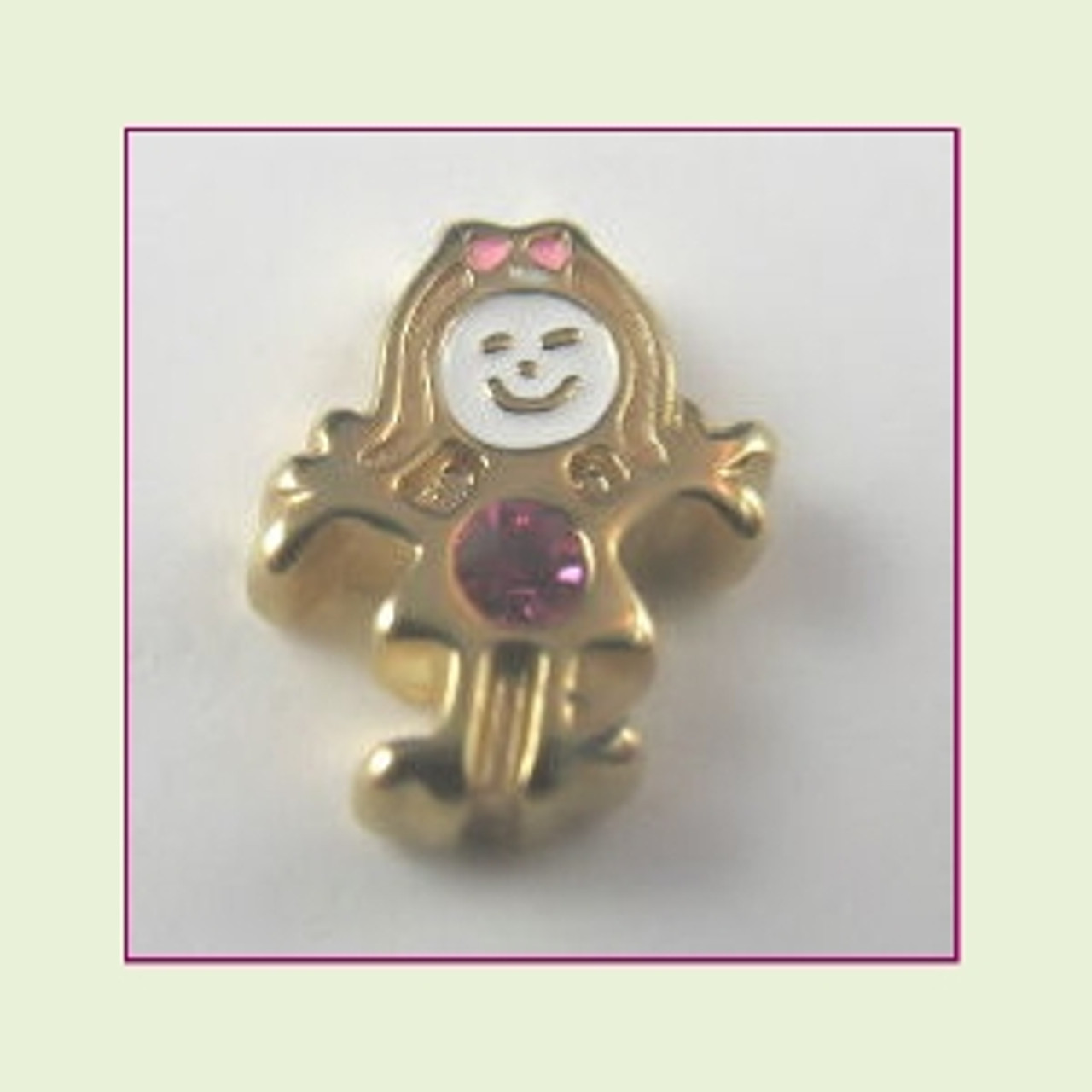 BG-10 October Gold Girl Birthstone Floating Charm