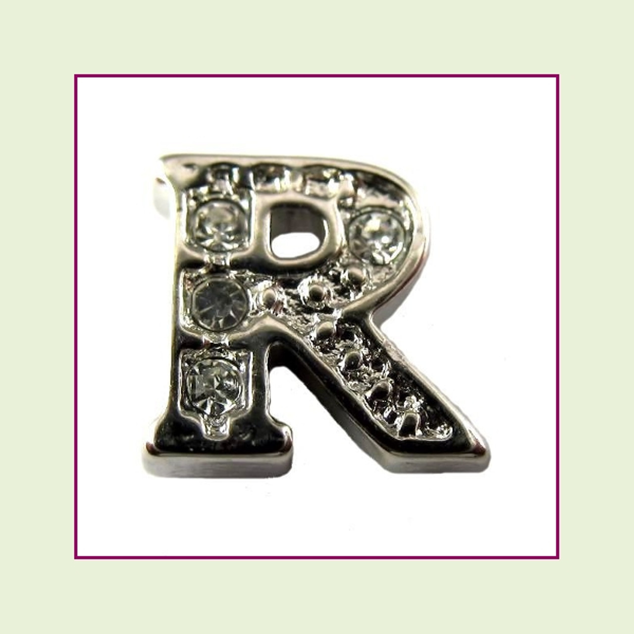 CZ Silver Letter R - Floating Charm