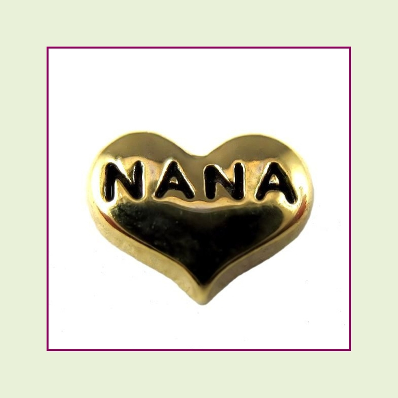 Nana on Gold Heart Floating Charm