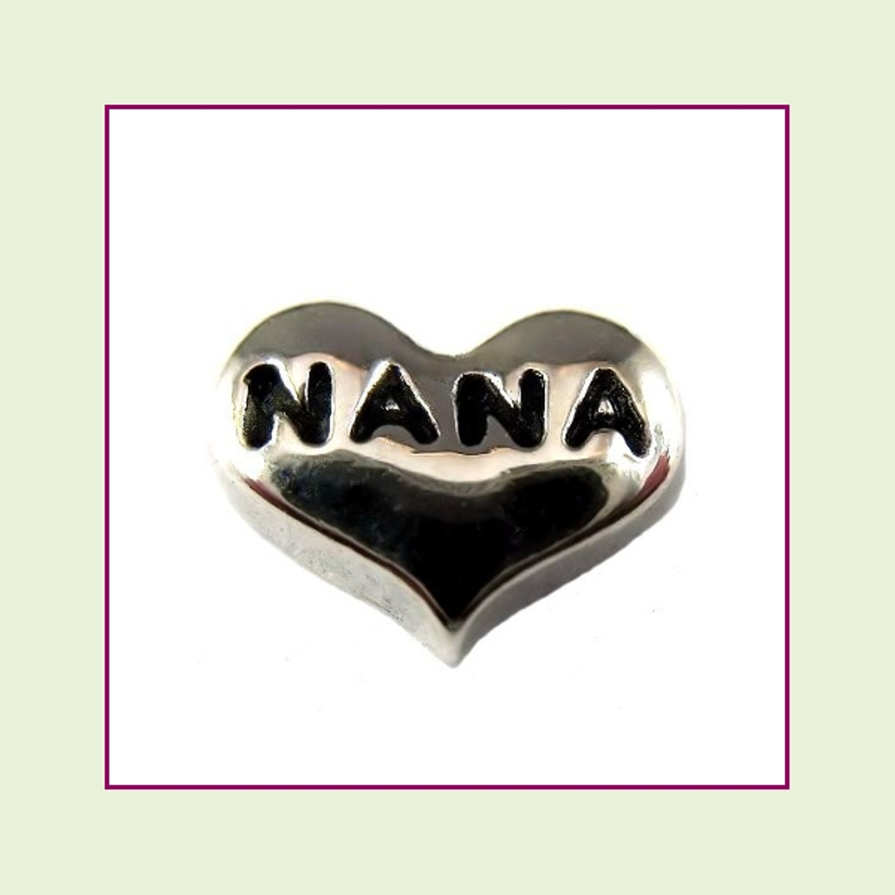 Nana on Silver Heart Floating Charm